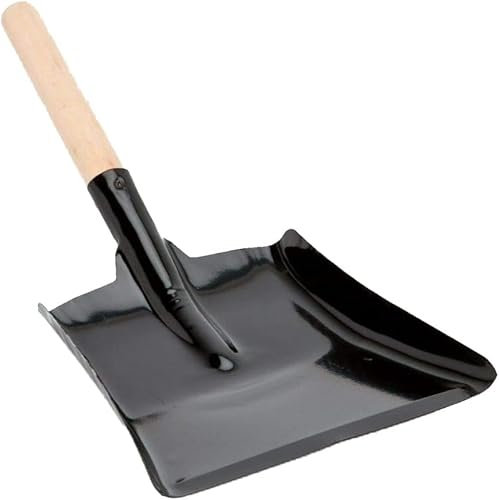 SDMAX Ash Shovel Muddy Hands Large Dustpan, Black Metal Steel Fireplace Coal Ash Shovel with Wooden Handle, Dustpan Or Coal Scoop, Sturdy Ash Dustpan, (1Pcs)