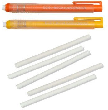 Koh I Noor Radierstift 2er Set mit 5 Nachfüllminen gelb/orange Länge 12,5 cm