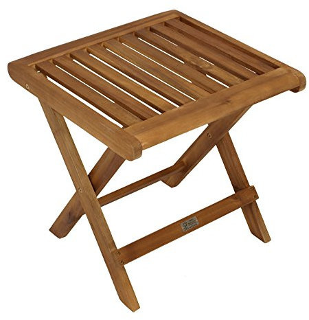 DEGAMO Garten Klapphocker Sitzhocker Hocker France 45x45cm, Akazie geölt braun, Indoor und Outdoor