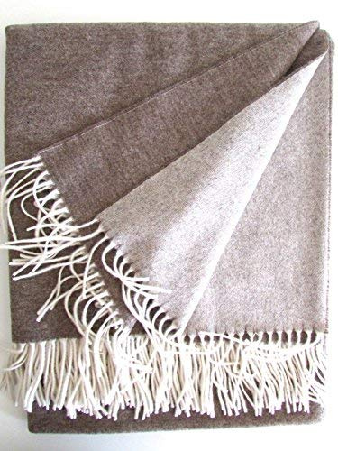 Alpenwolle Kaschmirplaid braun doppelseitig 135x185 im Geschenkkarton, Wollplaid, Wolldecke 50% Kaschmir, 50% feinste Merinowolle