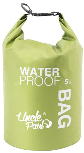 Uncle Paul Boat Dry Bags - Green 5L Waterproof Bag for Drifting Boating Kayaking Fishing Rafting Swimming Camping Canoeing Surfing 5 litres