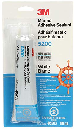 3M Marine Adhesive Sealant 5200 (05203) Permanent Bonding and Sealing for Boats and RVs Above and Below the Waterline Waterproof Repair, White, 3 fl oz Tube