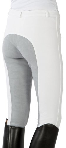 PFIFF Damenreithose mit Ledersitz mit grauem Sitz, weiß, 38