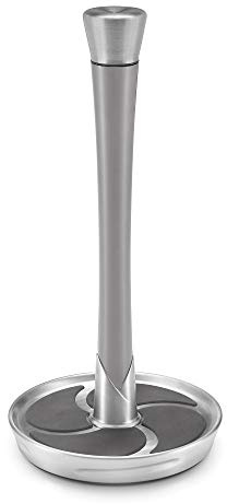 Polder Fleur Single Tear Paper Towel Holder – Sturdy, One-Handed Tear, Fits Standard or Jumbo-Sized Rolls – ¼ Turn Cap Removal for Easy Roll Replenishment, Decorative Design