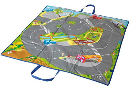 Miniland Spieldecke, Verkehrsspiel Minimobil Traffic Box, zusammenklappbar zu Einer Box, 100 x 100cm-97096
