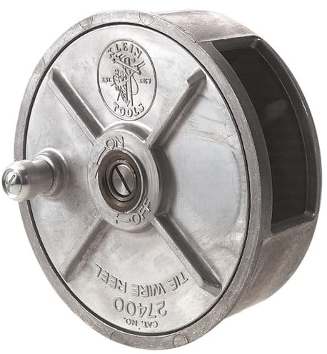 Klein Tools 27400 Tie wire Reel, Made in USA, Lightweight Aluminum, Left Handed and Right Handed with Rewind Knob