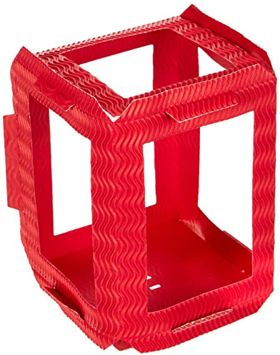 folia 9820/5 - Laternen Rohlinge, Laternenzuschnitte aus Wellpappe, 5 Stück, rot, zum Zusammenstecken ohne Kleber, ideal zum Gestalten individueller Laternen oder Tischlichter
