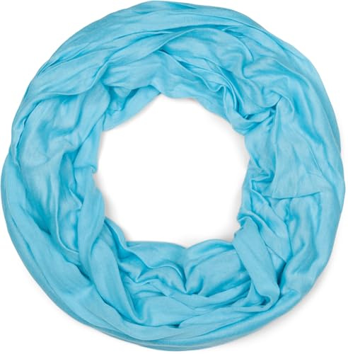 styleBREAKER Jersey Loop Scarf in Crash Look, Monocromatico, Leggero Sciarpa Estiva, Elastico 01016041, colore:Turchese
