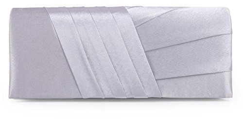 Damara Elegance Satin Cocktail Hochzeit Handtasche Abend Clutch Bag, silber, Large