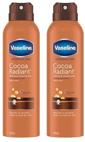 Vaseline Spray & Go Body Moisturiser (2 x 190ml) Cocoa Radiant - Non-greasy