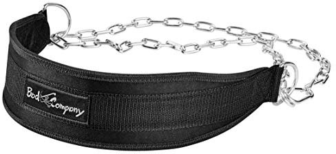 Bad Company Nylon Dip Gürtel I Gewichtsgürtel mit 140 cm Stahlkette und Karabinerhaken I Gewichtsbelastung bis zu 100 kg
