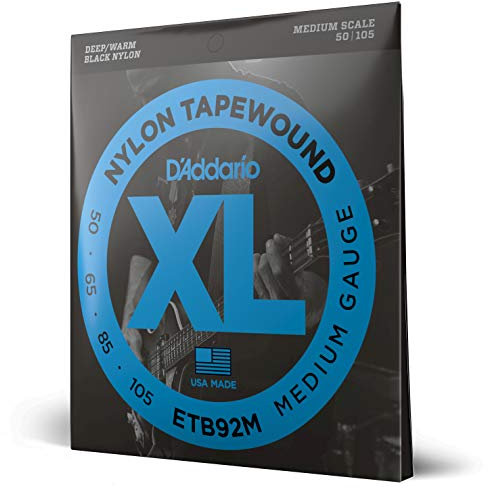 D'Addario E Bass Gitarrensaiten | Saiten E Bass | Bassgitarre Saiten | E Bass Strings | Bass Guitar Strings | ETB92M Mittlere Saiten für Bassgitarre, umwickelt, 50-105