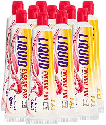 Sanct Bernhard Sport Liquid Energie Pur | 11 Tuben | Kohlehydratreiches Energie-Gel | Geschmack Kirsche | Laktosefrei, glutenfrei und vegan | Deutsche Produktion & laborgeprüft