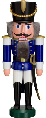Seiffener Volkskunst Nussknacker Husar 28 cm (blau)