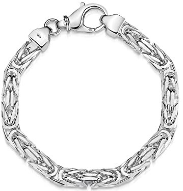 Silberketten Store Königskette aus echtem 925 Sterling Silber in 23 cm Länge I vierkant Herren-Armband in 8 mm Stärke I stabiles Silber Armband Männer I mit Karabinerverschluss