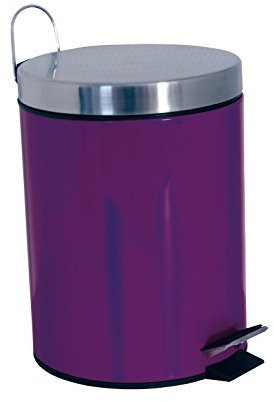 MSV - Cestino per cosmetici da bagno - Acciaio inossidabile con secchio interno rimovibile - Elegante cestino a pedale - Compatto e pratico - Viola - 3L