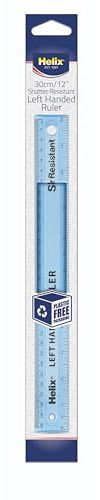 Helix 30cm Left-Handed Ruler – Shatter Resistant Plastic - Metric & Imperial Graduations - School Supplies
