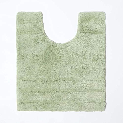 HOMESCAPES Tapis de Bain antidérapant 50 x 55 cm, Tapis Contour WC en Pur Coton Ultra Doux, Couleur Vert Sauge