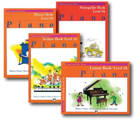 ALFRED'S BASIC PIANO LIBRARY COURSE PACK LEVEL 1A, FOUR BOOK SET INCLUDES LESSON, THEORY, TECHNIC AND NOTESPELLER