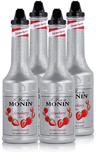 MONIN Le Fruit Framboise - Préparation à base de fruits - Pour Cocktail, Culinaire et Smoothie - 4x1L