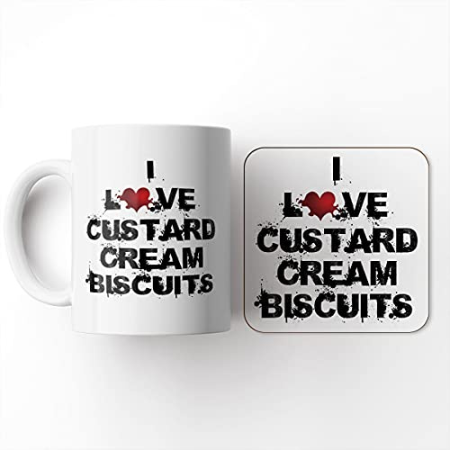 The Victorian Printing Co - I Love Food - Custard Cream Biscuits - Mug and Coaster Set