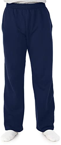 Fruit of the Loom Men's Fleece Pocketed Open-Bottom Sweatpant, Navy, Medium