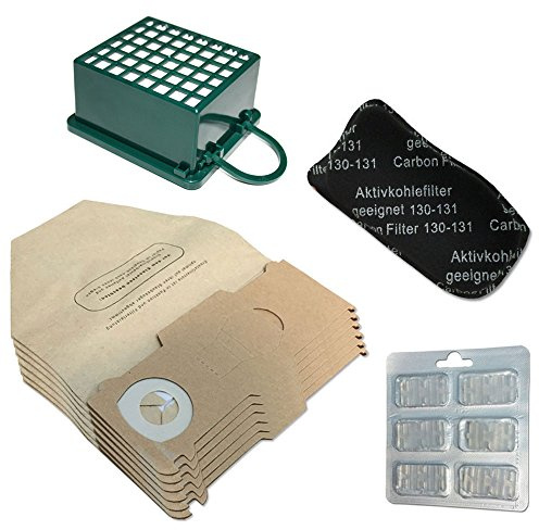 6 Vacuum Cleaner Dust Bags + 6 Air Fresheners + HEPA Filter + Carbon Filter For Vorwerk Kobold VK 130, 131 SC, VK130, VK131