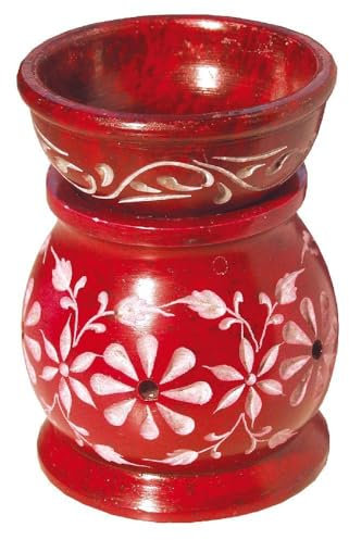 Aromalampe Blume Speckstein rot 6 x 9 cm