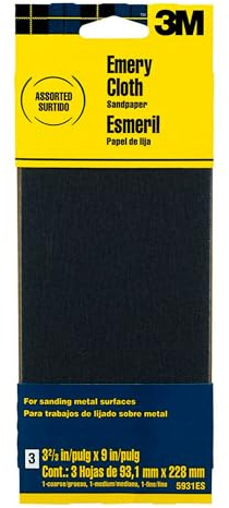 3M 5931ES Assorted Grit Emery Cloth Sandpaper, 3.67 9-Inch, 3-Pack-5931, Grit