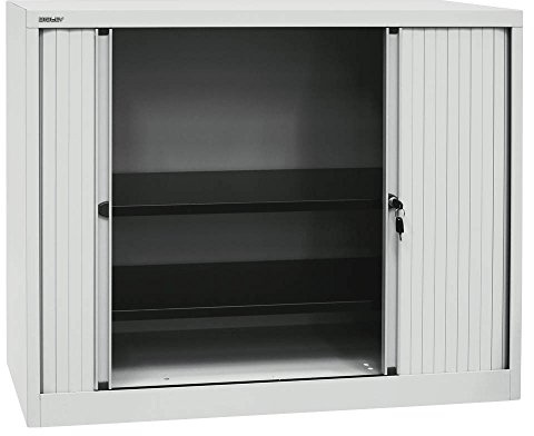 BISLEY Rollladenschrank EuroTambour, 2 Fachböden, 2,5 OH, Metall, Lg645 Rollladen/Korpus Lichtgrau, 43 x 120 x 103 cm