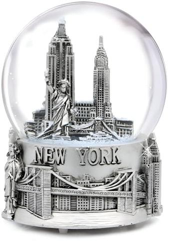 Musical Silber New York City Snow Globe mit Skulptur Boden, 15,2 cm