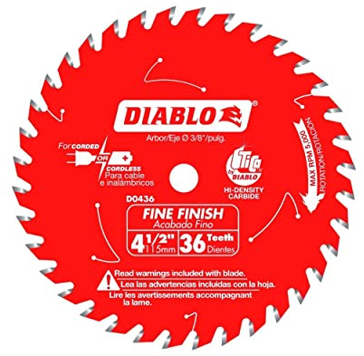 Diablo 4-1/2-Inch x 36-Teeth Fine Finish Saw Blade - Ideal for Smooth Crosscuts in Hardwood, Softwood & Plywood - Tico Hi-Density Carbide Teeth, Super Thin Kerf, Perma-Shield Coating - D0436X