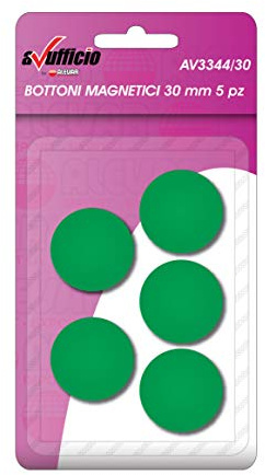 Alevar 5 Magnetknöpfe für Büro-Pinnwand, Kühlschrankmagnet, Durchmesser 30 mm, Farbe Grün