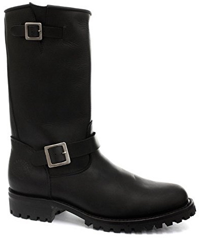 Grinders Ingenieur Wild One Herren westlichen Kampflederschnalle Motorradfahrer Schwarz Stiefel