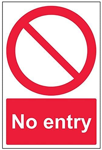 V Safety No Entry Prohibition Sign - 200mm x 300mm - 1mm Rigid Plastic