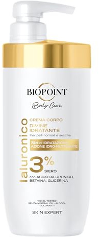 Biopoint - Crema Corpo Divine Cream, 3% Siero con Acido Ialuronico, Betaina e Glicerina, Nutre e Idrata Donando una Profumazione Unica e Raffinata alla Pelle, 500 ml