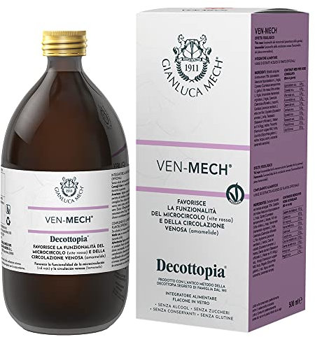 Gianluca Mech - Ven-Mech, Suplemento Alimenticio Keto de 500 ml, Contrarresta las Piernas Pesadas, Favorece la Función Cardiovascular y el Microcircuito, con Ciprés y Vid Roja, Vegano