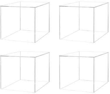 4 Pack Acrylic Cube Clear 6 Flower Vase Decorative Centerpiece Box for Homes and Weddings No Lid No Assembly by Marketing Holders