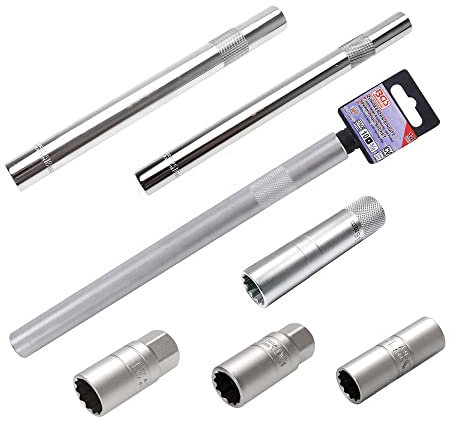 BGS Zündkerzen-Einsatz Set Stecknuss Nuss Kerzenschlüssel Haltegummi Haltefeder Zündkerzeneinsatz Set Schlüssel Gelenkschlüssel Kerzenschlüssel Zündkerzen Einsatz Werkzeug Steck 1/2 3/8 14-21 mm