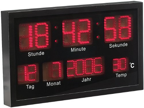Lunartec Digitaluhr groß: Multi-LED-Uhr mit Datum & Temperatur (LED Uhr groß, Wanduhr, Temperaturanzeige)