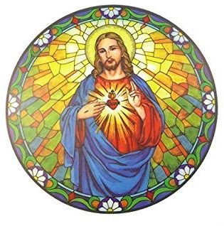 Sacred Heart Jesus suncatcher Stained Glass Window Sticker Reusable 6 inch Sun Catcher
