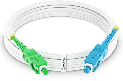 Octofibre - Câble Fibre Optique Freebox - 3m - Renforcé avec Blindage Kevlar - Rallonge/Jarretière Fibre Optique - SC APC vers SC UPC - Garantie 10 Ans