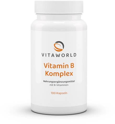 Vitamin B Komplex – Vitamin B Komplex hochdosiert inkl. Vitamin B12 (100 vegane Kapseln) – mit den 8 essenziellen B-Vitaminen - B Komplex für Nerven, Energie & Stoffwechsel – ohne Zusätze – vitaworld