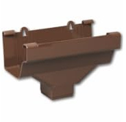 Gutter Drop Outlet, K-Style, Traditional, Vinyl, Brown, 2 x 3-In. -M1506