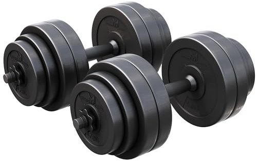 GYRONETICS® Kurzhantelset 30kg - 2er Set, Gewichte 8x2,5kg / 4x1,25kg / 4x0,75kg, mit 4 Sternverschlüssen, 25mm, Griff gerändelt, Rutschfest, Kunststoff - Kurzhanteln, Hantelset, Kurzhantel Set