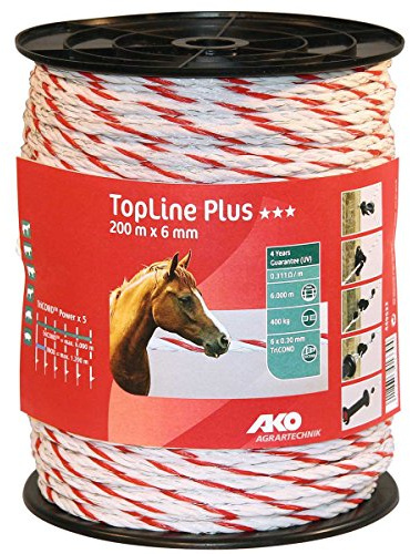 Kerbl Seil Topline, 200m, 6mm, weiß/schwarz, 6x0,25mm TRICOND
