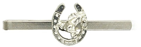 Krawattennadel Hufeisen und Pferd aus Zinn (Pewter) von Hand Gegossen