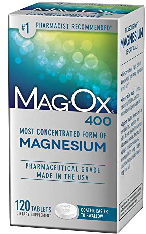 Mag-Ox Magnesium Supplement, Pharmaceutical Grade Magnesium Oxide 483mg, Most Concentrated Form of Magnesium, 120 Tablets