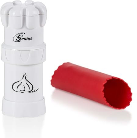 Genius Cortador de ajos A19168, plástico/acero inoxidable, blanco, 6 x 6 x 14 cm, 183 gramos