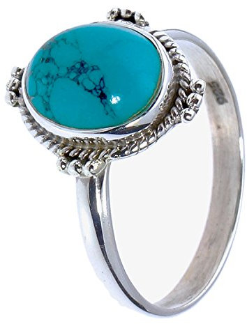 Chic-Net Silberringe Türkis Rand Seil Schnörkel viermal oval 925er Sterling Silber Ringe Schmuck 54 (17.2)